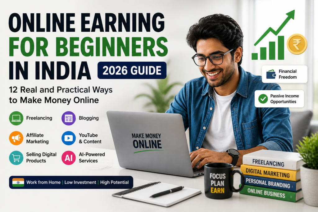 Online Earning for Beginners in India 2026 12 Real and Practical Ways to Make Money Online